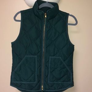 J Crew down feathered hunter green vest